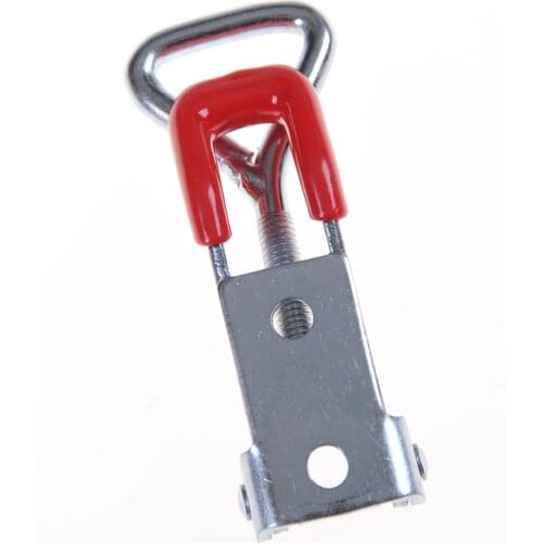 HELTC 1Pcs Silver+Red Adjustable Toggle Latch Catch Hasp Cabinet Boxes Lever Handle Clamp Hasp Toggle Latch Catch Lock