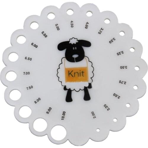 Plastic Knitting Knit Need Gauge Sheep Round Sizes 2mm-10mm Measure Rule Knitting Needle for DIY Craft Sewing Fabric Accessory