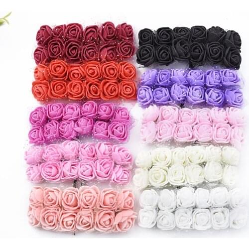 144Pcs Artificial Flower NewYear Christmas Decorative Wreath Diy Gift Candy Box Scrapbook Fake Plant Wedding Vase for Home Decor