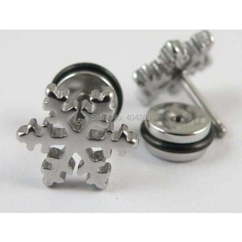 Mens Stainless Steel Snowflake Stud Earring Boys Party Gift