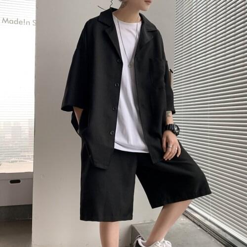 2021 summer fashion lapel jogging men leisure fast dry breathable leisure sports jacket + shorts two piece suit