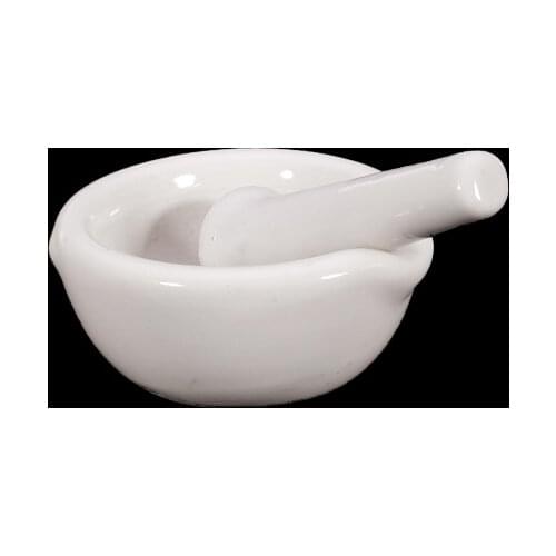 2pcs 6ml Porcelain Mortar And Pestle Mixing Grinding Bowl Set - White