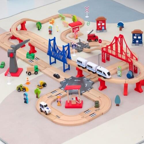 Simulation Train Track Set Toy Children Boy Car Wooden Model Wooden Railway Track Toy Baby Educational Educational Toy Boys Gift