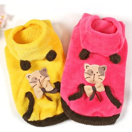 New Winter Pet Cat Clothes Coral Fleece Pullover Warm Jacket Hoodie Coat Clothing Apparel For Little Kitty Pet Cat Costume