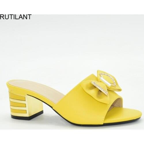 Latest Style Womens Shoes Slippers with Metal Trim and Rhinestones for Ladies Italian High Heels Autumn Slipper for Wedding