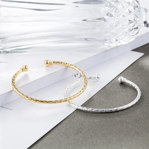 Sole Memory Simple Geometry Thread Delicate Sweet Romantic 925 Sterling Silver Female Resizable Bangles SBR171