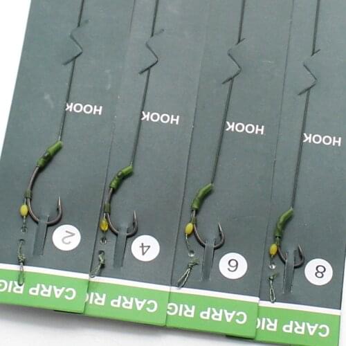 Carp Fishing Hair Rigs Ready Made Hook Link Boiles Tied Barbed Hook Size 2#4#6#8 Fishing Tackle Equipment Accessories Pesca