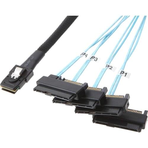 SFF-8087 To 4 SFF-8482 Internal Mini SAS SATA Cable 36pin 8087 to 29pin 8482 connector SAS Cabl with 15pin Power Port 12GB/S