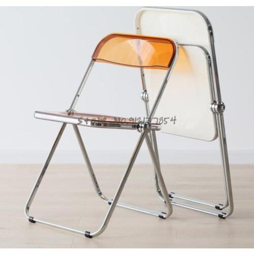 Nordic Transparent Folding Chair Simple Plastic Backrest Ins Net Red Makeup Color Dining Chair Crystal Acrylic Chair