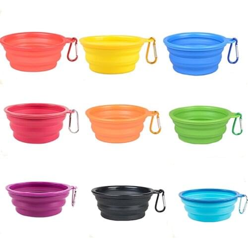 350ml Small 1000ml Large Silicone Folding Bowl Outdoor Portable Water Bowl For Dogs Puppy Food Collapsible Pet Feeder Dish Bowl