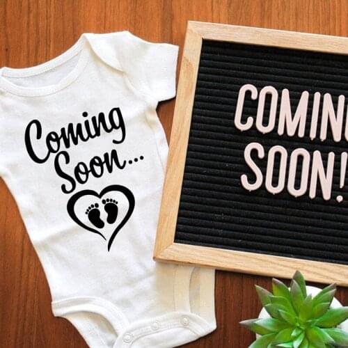 Coming Soon Newborn Baby Bodysuits Cotton Summer Boys Girls Romper Body Pregnancy Reveal Clothes