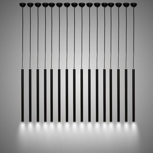 Modern Black LED Dining Room Pendant Lamp Simple Creative Aluminum Hanging Light Cylindric Pipe Bar engineering Lamp