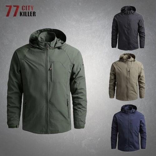 Tactical Military Jacket Men Casual Windproof Quick Dry Solid Color Coats Male Outdoor Sports Hiking Camping Bomber Mens Jackets