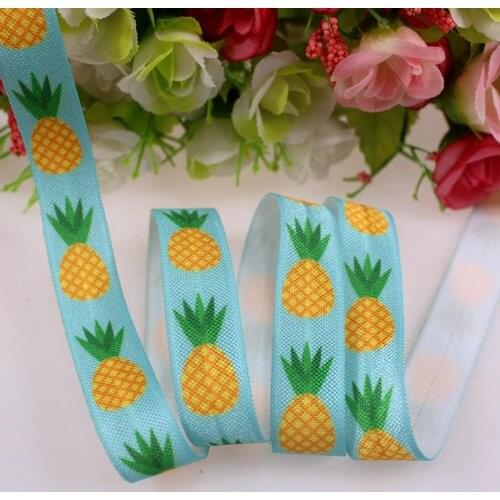 5/8" - 1" heat transfer pineapple fold over elastic FOE ribbon 100yards/lot