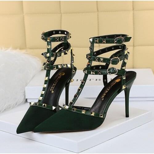 BIGTREE Women Shoes Luxury BIGTREE Brand Sequins Roman Sexy Pointed Super High 9CM Thin Heel Lady Nightclub Wedge Free Shipping