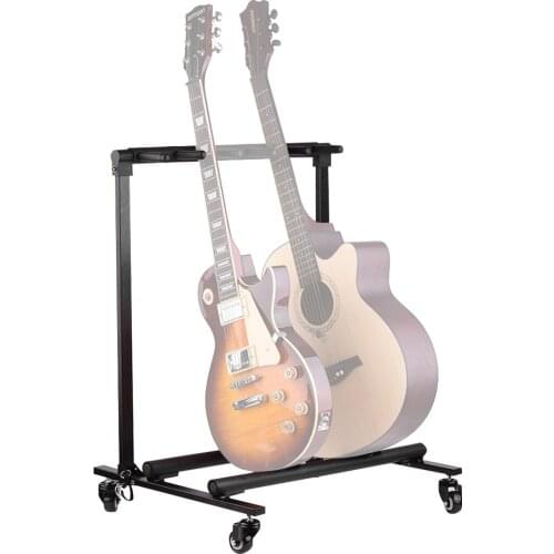 Flanger Universal Display Rack Detachable Portable Multi Guitars Stand 5 Holders with Wheels and None Slip Rubber for Guitars