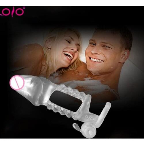 Vibrator Condom Reusable Sex Toy Men Crystal Condom Penis Extender for Adult