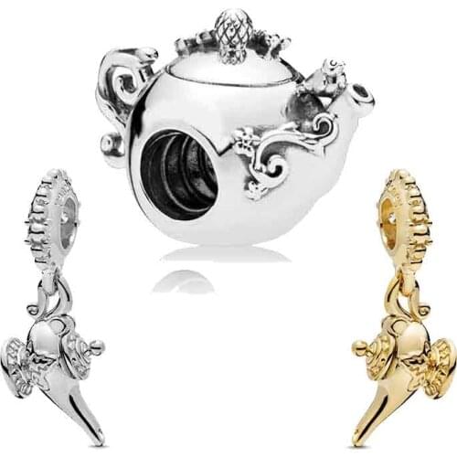 Magic lamp pendant charms fit pandora bracelet 3mm snake chain bead jewelry fashion Christmas gift for women