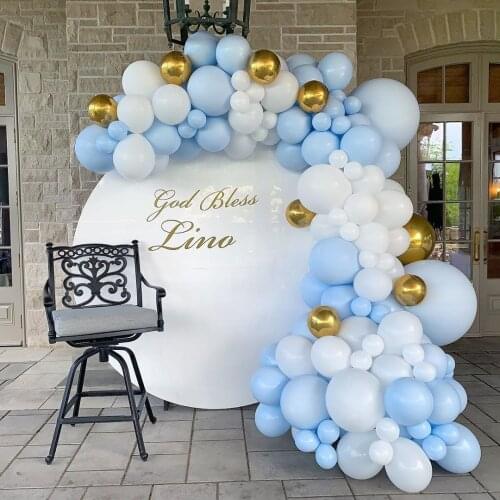 173pcs Macaron Balloon Arch Garland Blue White Chrome Gold Balloon Bulk for Wedding Birthday Party Baby Shower Decoration Event