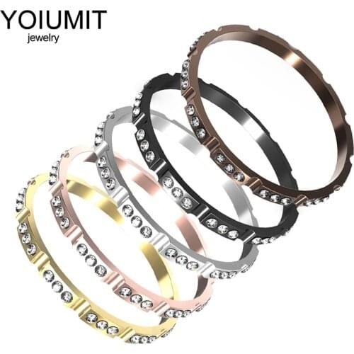 Yoiumit Stainless Steel Base Full Zircon Inner Filled Rings For Women Aluminum Accessories Interchangeable Ring Bague Jewelry
