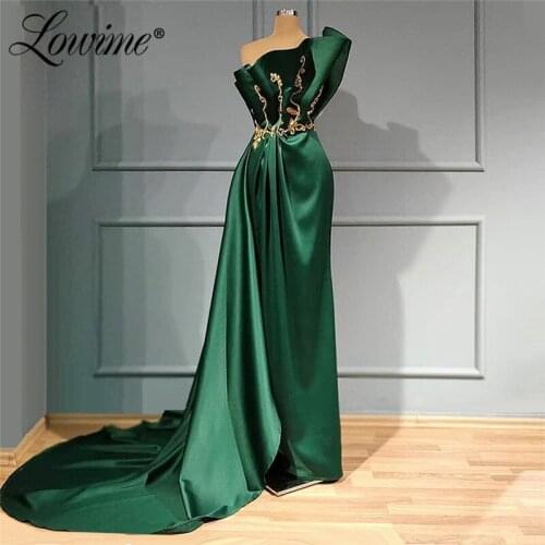 Green Dubai Arabic Evening Dresses Formal Vestido Custom Made With Gold Applique Beaded Long Women Party Dress Mermaid Prom Gown