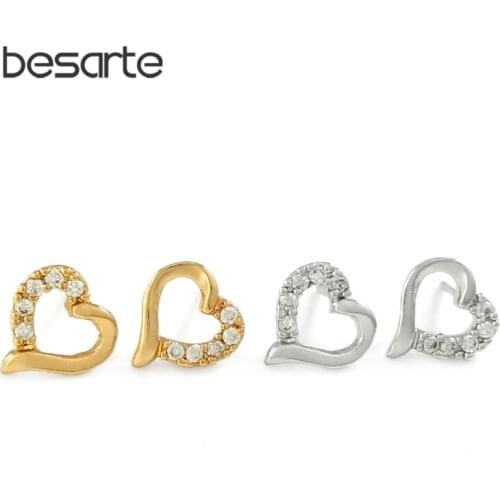 6 Pairs Heart Stud Earrings For Women Bijoux Femme Brincos Jewelry Gold Color Earring Crystal Earings Ohrringe Orecchini E3059