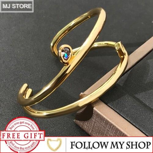 S925 Silver Charm Cuff Bracelet Original Copy 1:1 Pear Shape Open Bangles For Women Luxury Brand Monaco Jewelry Fashion Gift