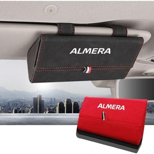 1pc For Nissan Almera Flocking Auto Glasses Box Storage Holder Car Sunglasses Case Holder Organizer Interior Accessories