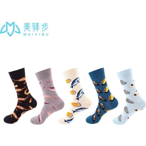 6 pairs per set Fashion Socks Fashion Mid-Tube Salmon Shrimp Fashion Socks