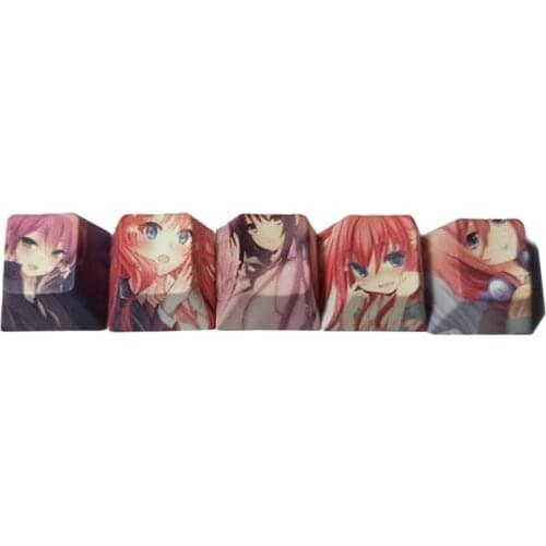 6Pcs Cartoon Anime Girl PBT Dye Sublimation Keycap Mechanics Keyboard Keycap OEM