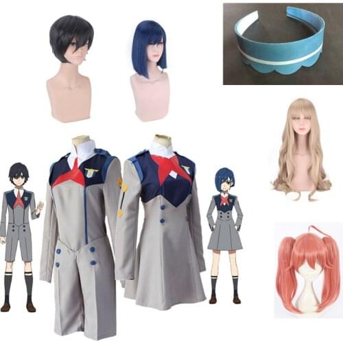 Anime DARLING In The FRANXX Cosplay Costume HIRO ICHIGO Carnival Party Performance Costumes for Men Women Role Play Wig Props