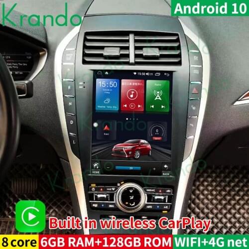 Krando Android 10.0 6G 128G 10.4" Tesla Vertical Screen Car Radio For Lincoln MKZ MKX 2013-2020 Head Unit Wireless Carplay