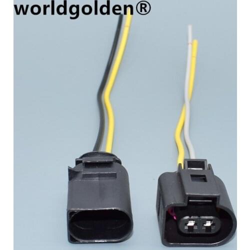 Worldgolden 2 pin way 3.5 mm automotive wiring harness connector male or female electrical horn plug 1J0973722 8D0973822