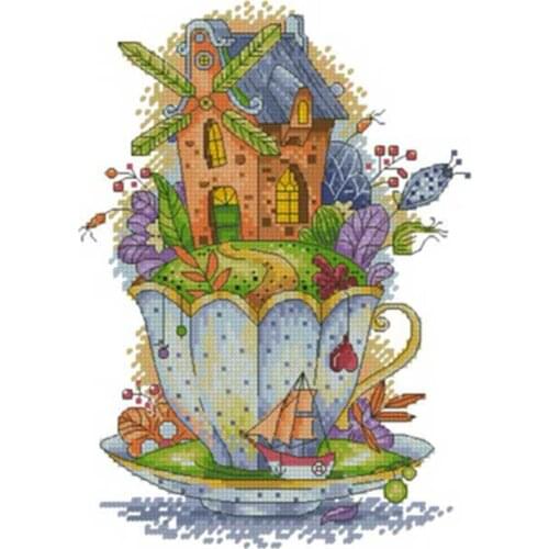 Dream Teacup House patterns counted 11CT 14CT 18CT Cross Stitch Sets DIY Chinese Cross-stitch Kits Embroidery Needlework
