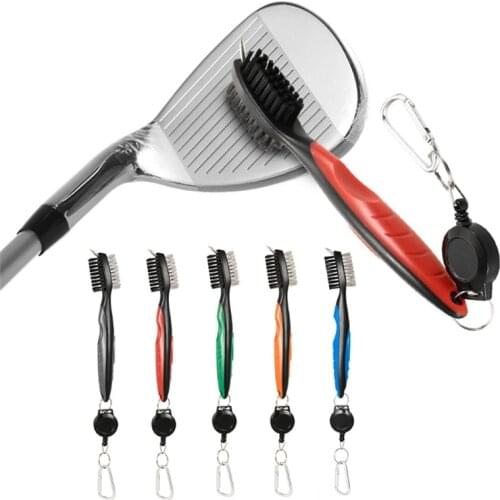 Golf Double Side Cleaning Brush Retractable Zipper Slot Golf Cleaning Brush