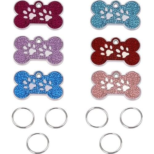 Bone Paw Name Tag Plate Collar Decoration Dog ID Tag Engraved Metal Customized Pet Tags Dog Accessories Personalized