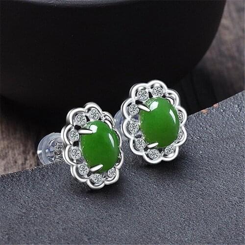 Chinese Natural Jade Green Hand-carved Drop Earrings Fashion Boutique Jewelry Men and Women Earrings Popular Gifts