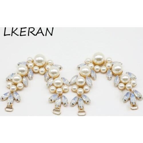 2020 New 1 Pair/bag 15.8cm Pearl shoes Connectors / Buckle for Milky crystal DIY Shoes Flower Decoration Accessoriess
