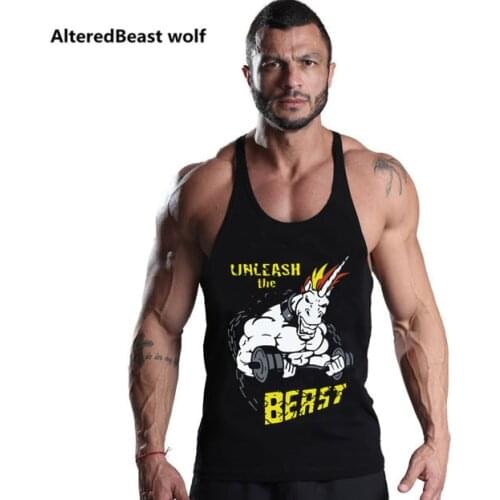 Men Workout Tank Tops Unicorn Print Men O-Neck Cotton Fitness Vest Bodybuilding Muscle Tank fitness Tank Top men stringer tops