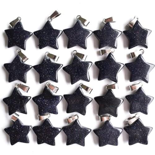 2020 Fashion good quality blue sand stone five-pointed star charm pendants for jewelry making 50pcs/lot Wholesale free shipping