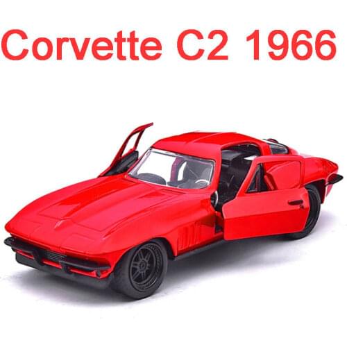 1/32 Movie Same Car Chevrolet Corvette Classic C2 1966 Red Car Models With 2 Doors Alloy Diecast Simulation Sport Car Kids Gifts