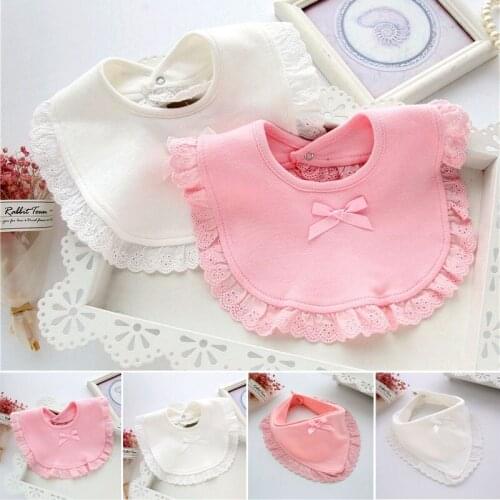 Fashion Cotton Newborn Lace Bow Baby Bibs Cute Girls Boys Burp Cloth Infant Bibs Infant Saliva Towels