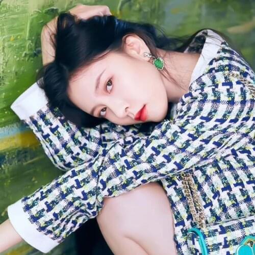 Fashion Ins Japan South Korea cc Song Yanfei Same French Retro Style Emerald heart-s Ear Clip Earrings Hip Hop Jewelry Gifts