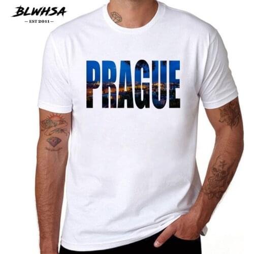 BLWHSA Prague City Printing Men T shirt Summer Short Sleeve Brand Design T-shirts Czech Republic City Prague Men Clothing