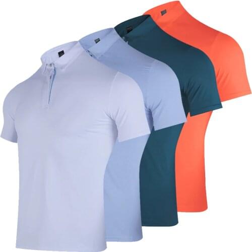 Men Fashion T Shirt Golf Shirt Quick Drying Breathable T-Shirts Running Lapel Fit Tops Sport Fitness Gym Golf Tennis T Shirts