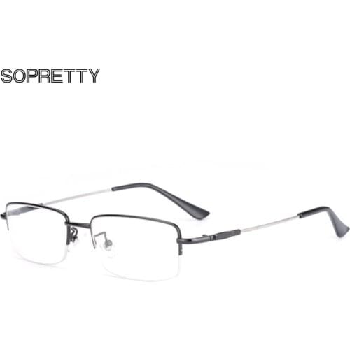 Square Titanium Alloy Mens Semi frame Prescription Frames, Male Metal Myopia, Hyperopia, Presbyopia Optical Glasses Frame F8006