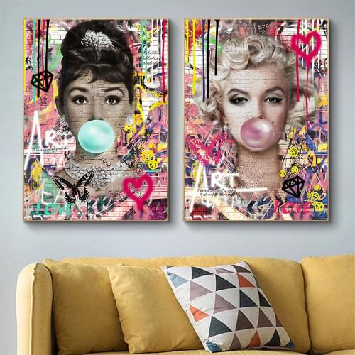 Graffiti Wall Art Posters and Prints Street Sexy Woman Print Canvas Painting Famous Movie Star Photo Bedroom Room Decor Pictures
