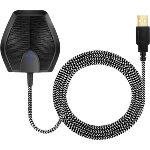 USB Desktop Computer Microphone with Touch Mute Button Switch, Omnidirectional Condenser Conference Microphone for Recording