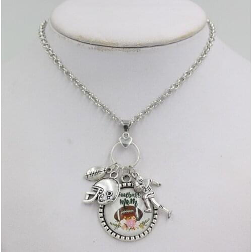 New Arrival Mama Jewelry Football MOM Necklace I Love MY MOM Charms Sweater Pendant Necklace mother mama mom gifts