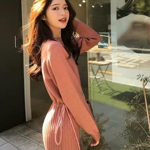 2021 Autumn Winter Sweater Dress Women Streetwear Long Sleeve Knitted Long Dress Plus Size Warm Dresses vestidos